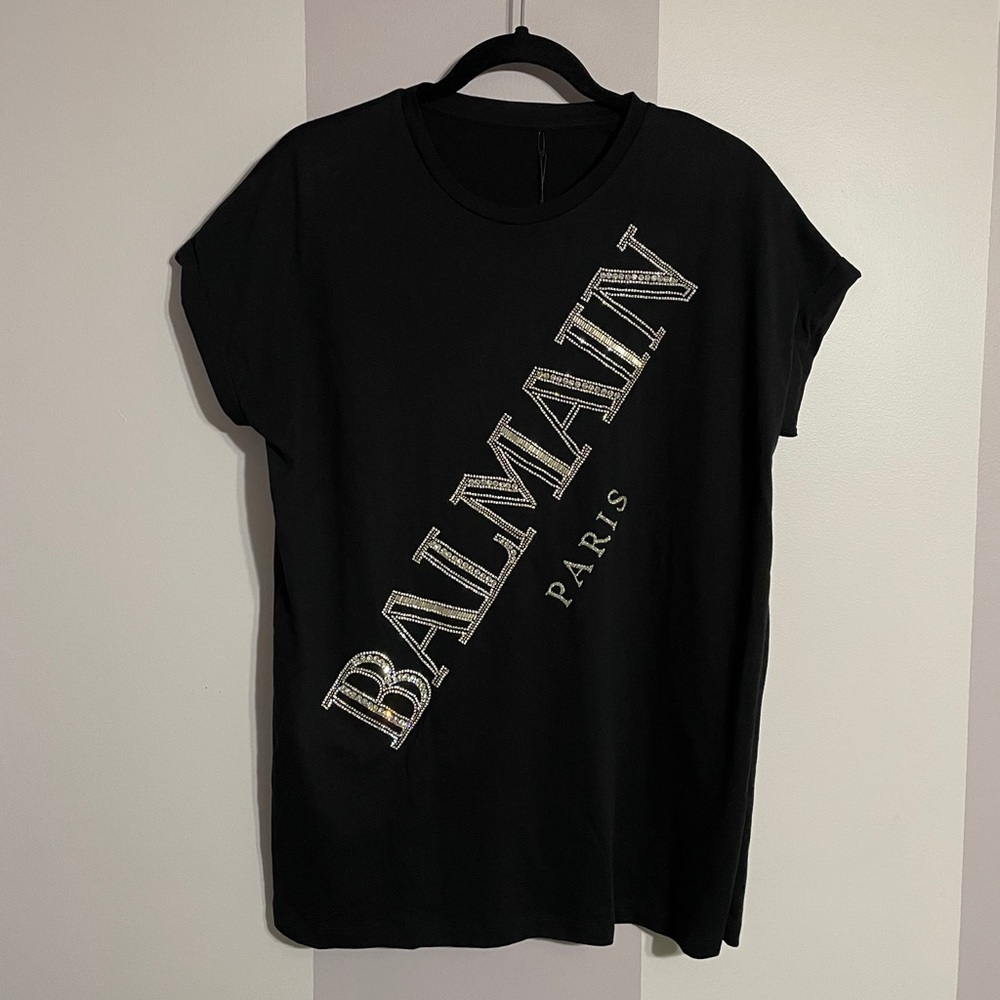 Authentic Balmain Crystal Logo T-shirt Size Small